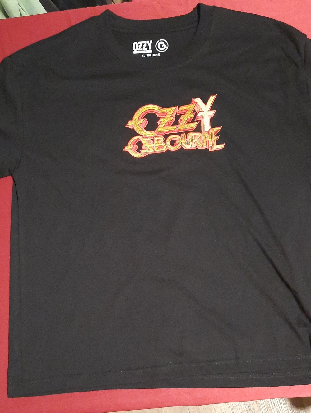 Ozzy Osbourne Raised Embroidered Black Short Sleeve Graphic Tee XL